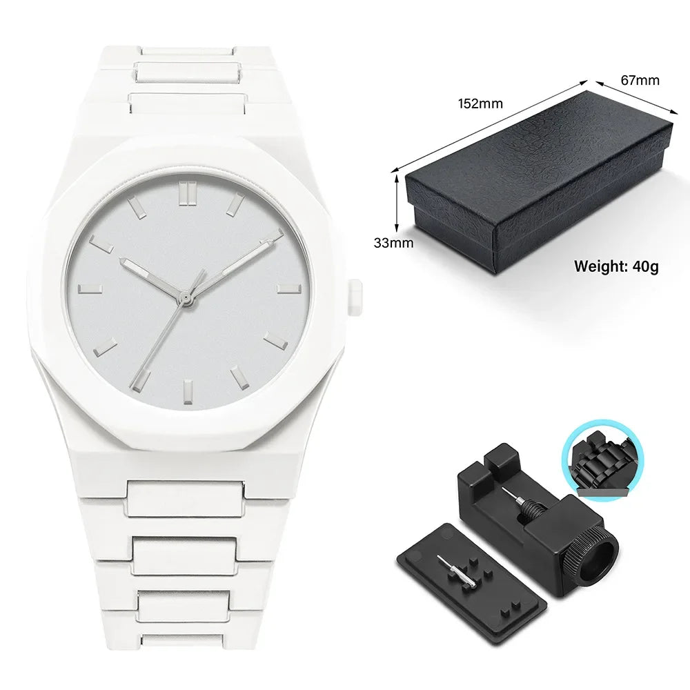 Luxury Brand Plastic Particle Strap Quartz Watch for Men's Fashion, Business, Waterproof Watch Can Be Customized Brand