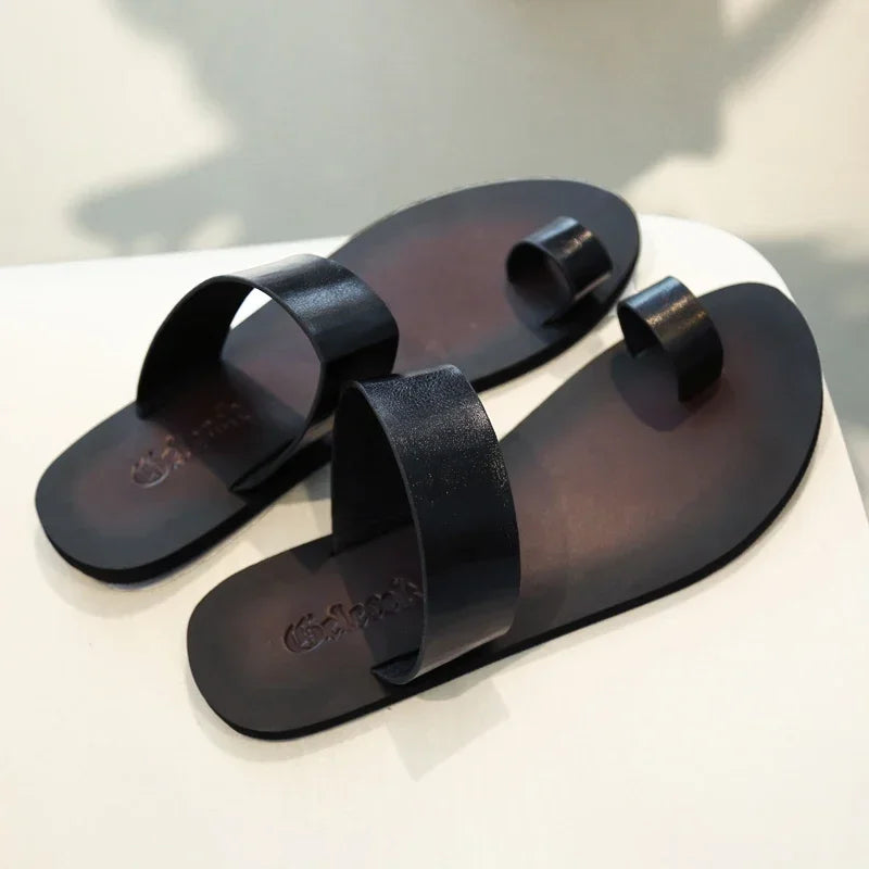 Brand Mens Casual Sandals Luxury Brand Breathable Designer Shoes Comfortable Solid Summer Slippers Mocassin Hombre Loafer