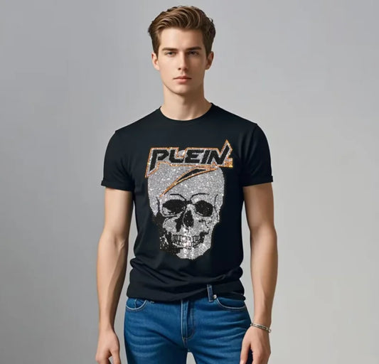 Brand Letter Rhinestones ali Plein brand Top T-shirt Fashion Round Neck