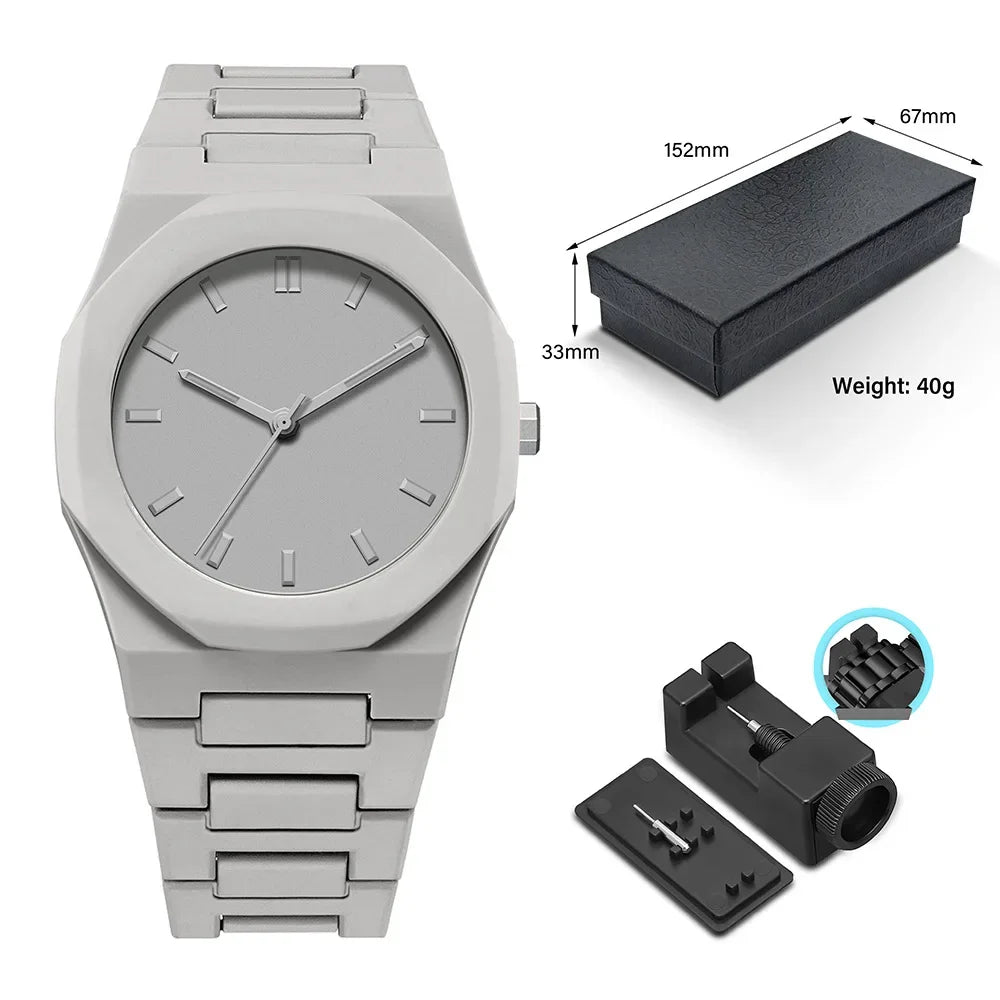 Luxury Brand Plastic Particle Strap Quartz Watch for Men's Fashion, Business, Waterproof Watch Can Be Customized Brand