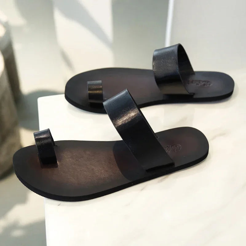 Brand Mens Casual Sandals Luxury Brand Breathable Designer Shoes Comfortable Solid Summer Slippers Mocassin Hombre Loafer