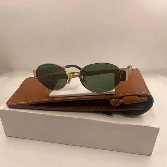 Luxury brand acetate oval sunglasses female brand designer summer eye protection Joker unisex aesthetic retro sunglasses UV400