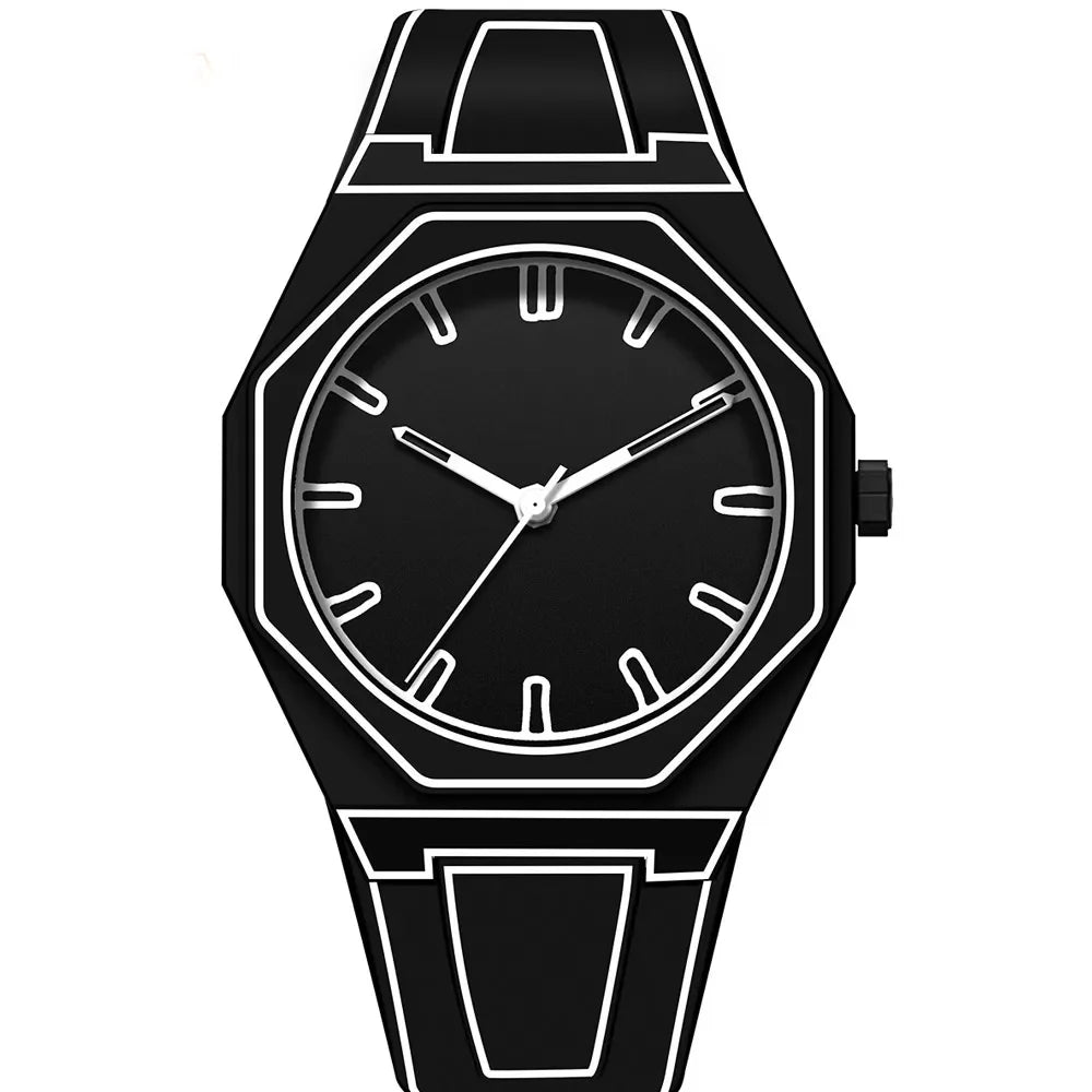 Luxury Brand Plastic Particle Strap Quartz Watch for Men's Fashion, Business, Waterproof Watch Can Be Customized Brand