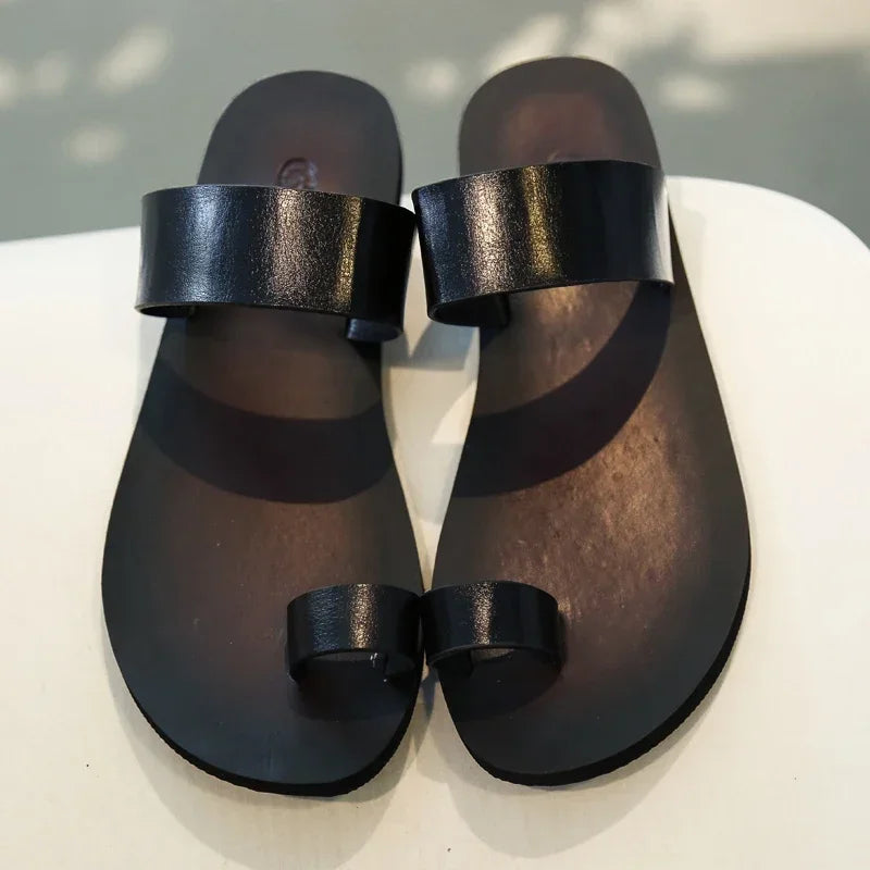 Brand Mens Casual Sandals Luxury Brand Breathable Designer Shoes Comfortable Solid Summer Slippers Mocassin Hombre Loafer